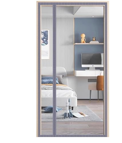 ドアカーテン 断熱保温 ドア用 マグネット 透明 暖簾 間仕切りカーテン のれん 網戸 冷気遮断 遮音 階段 脱衣所 玄関 保温 防寒 防水 遮光 防風 勝手口 入り口 取り付け簡単 (グレー, 80x190cm)