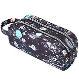 JEMIA Dual Compartments Collection 2 Independent Zipper Chambers with Mesh Pockets and Handle Strap