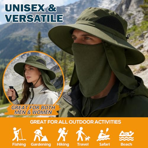 Image of Wide Brim Sun Bucket Hat, Waterproof Boonie Hat for Men & Women | UPF 50+ UV Protection, Adjustable Fit, Chin Strap & Sweatband, Foldable Durable for Fishing Hiking Garden Beach