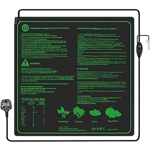 Hyindoor Seedling Heat Mat with Digital Thermostat Combo Set for Seed Germination, Reptiles, Brewing and Incubation Greenhouse, Heating Pad 20.75"x 20.75"(50 * 50 cm) Cover