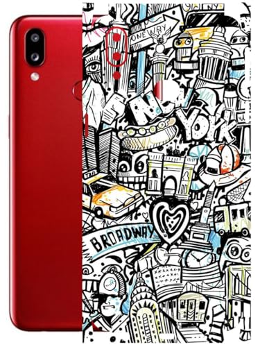 Image of AtOdds - Full Body Back Screen Guard Protector Film - Lamination Wrap Skin Sticker Compatible with Samsung Galaxy A10s | Scratchproof Matte Finish (Graffiti 26)