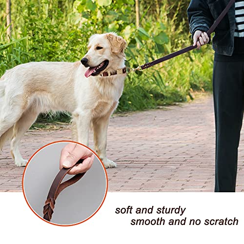 Sftormas Leather Dog Leash 6Ftx3/4In,Braided Leather Leash For Dogs,Soft Leather Training Dog Leash,Strong Leather Leash For Small Medium Large Breed Dogs(Brown) #TOP2