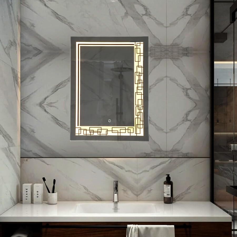 led anti fog frameless bathroom mirror with touch sensor, 3 light modes & adjustable brightness, led 5 18 x 42 inch