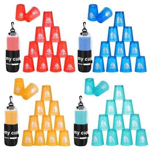 yeesport 48-Teiliges Sport-Stapelbecher-Set, Sport-Trainingsspiel für Wettkämpfe, Kunststoff-Stapelbecher, klassisches Familienspiel für Jugendliche und Erwachsene, Rot+Blau+Grün+Orange