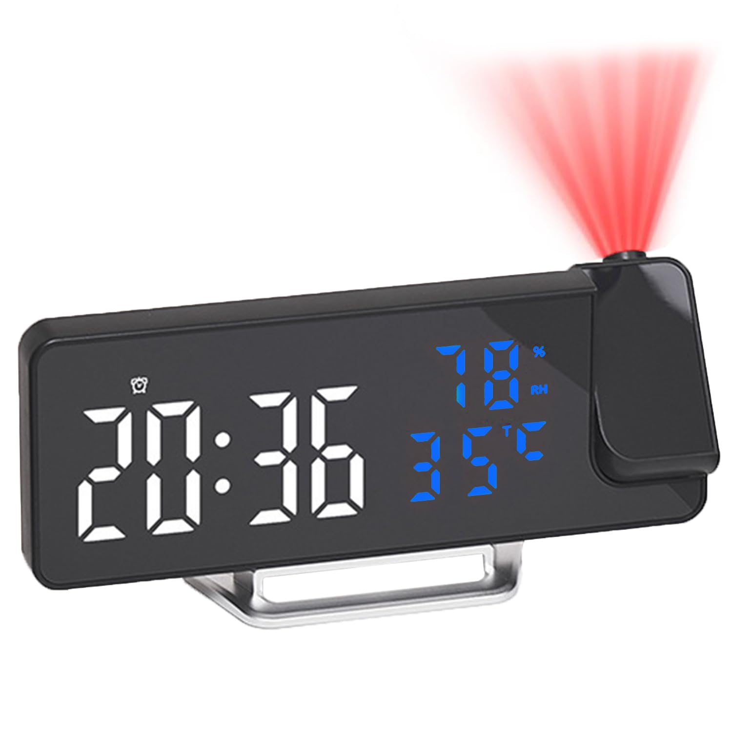 Titifeya White+Blue Digit Multifunctional Projection Clock Led Digital Alarm Clocks With Rotating Projector Temperature Date And Humidity Display Adjustable Brightness, 12/24H Format, Usb Powered Ideal For Bedroom Home Office