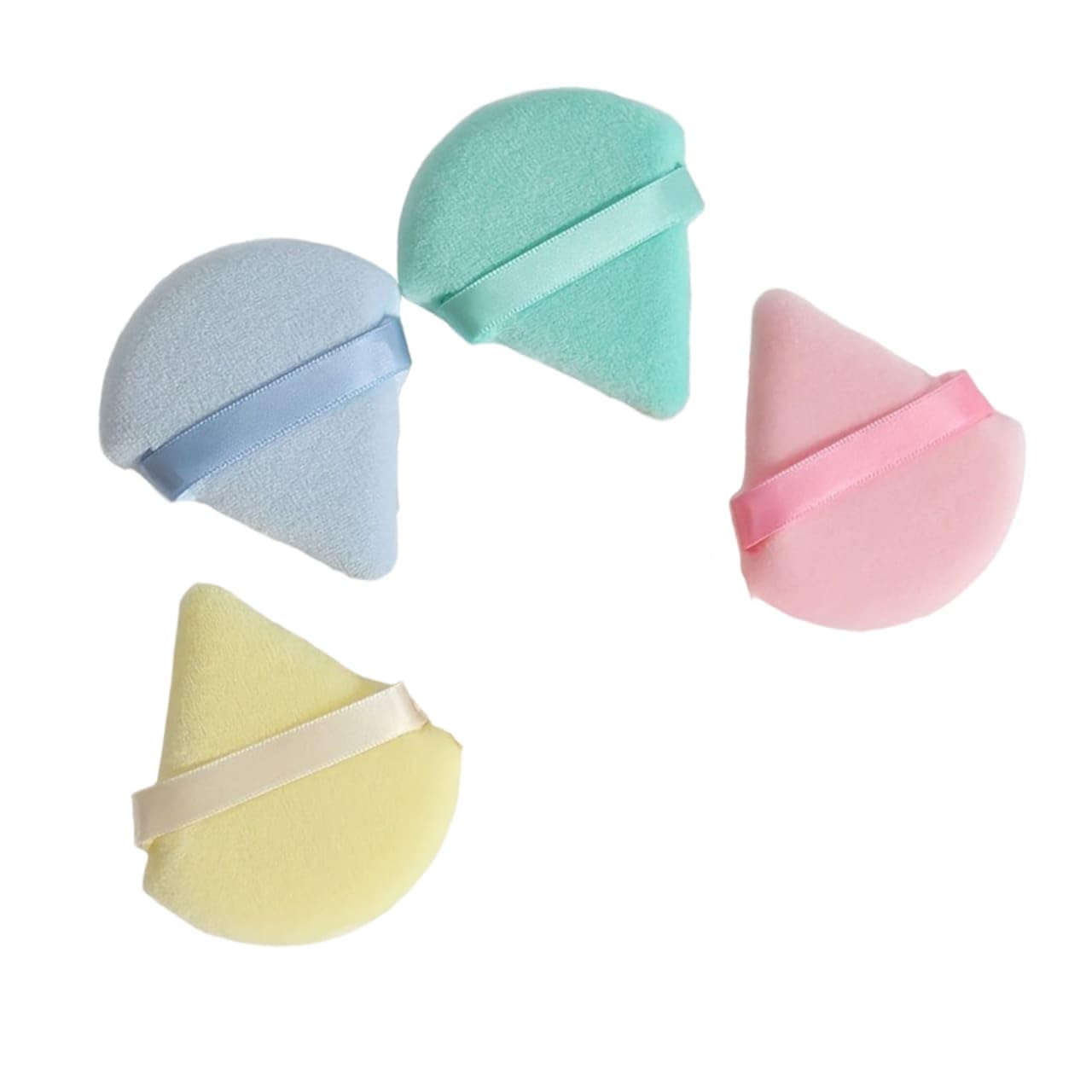 AHBeauty4 pcs Triangle Shaped Makeup Puffs, Perfect For Contouring, Eye, And Corner Areas. Cosmetic Blender For Powder Or Foundation Mixing, Suitable For All Skin Types, Beauty Blender