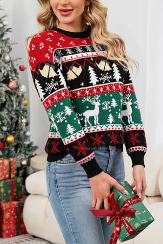 Image of Cakulo Womens Funny Ugly Christmas Sweater Oversized Chunky Batwing Long Sleeve Crewneck Pullover Sweaters 2025
