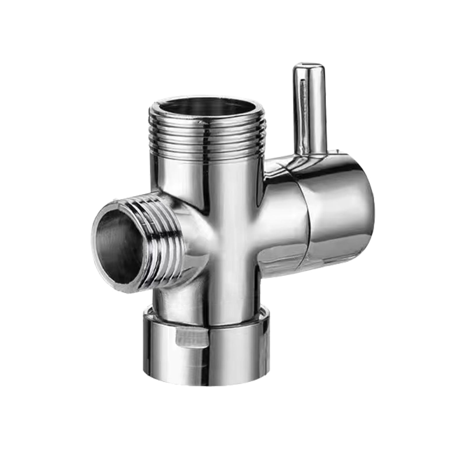 Shower Diverter Valve, Bathroom Shower Head Splitter 3 Way Sink Faucet Splitter T Valve Compatible Upper Inlet G3/4" Lower Outlet G3/4" Side Outlet G1/2" for Hand Held Showerhead Fixed Spray Head