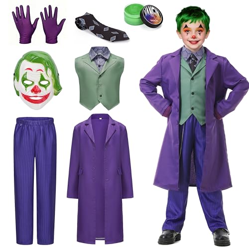 MOMOSTAR Joker Kostüm Kinder, Halloween Clown Kostüm Kinder...