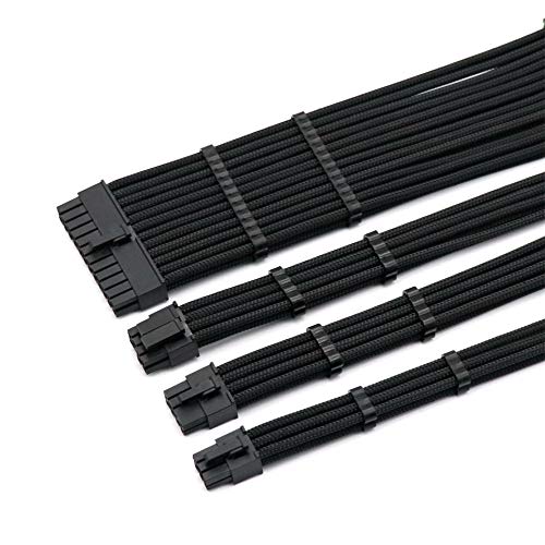 Angitu Basic Extension Cable Kit 1pcs 24Pin ATX 1pcs CPU 8Pin 4+4Pin 1pcs GPU 8Pin 1pcs GPU 6Pin PCI-E Power Extension Cable (30