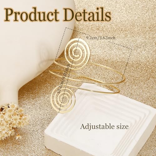 BROCC 4Pcs Gold Upper Arm Cuff for Women Open Adjustable Coil Arm Bracelets Minimalist Arm Armband Cuff Bracelets Set2