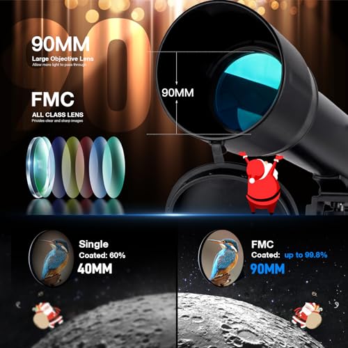 Image of Telescopes for Adults High Powered, 700x90mm AZ Astronomical Professional Refractor Telescope for Beginners Astronomy with Advanced Eyepieces, Cool Astronomy for Christmas, Black