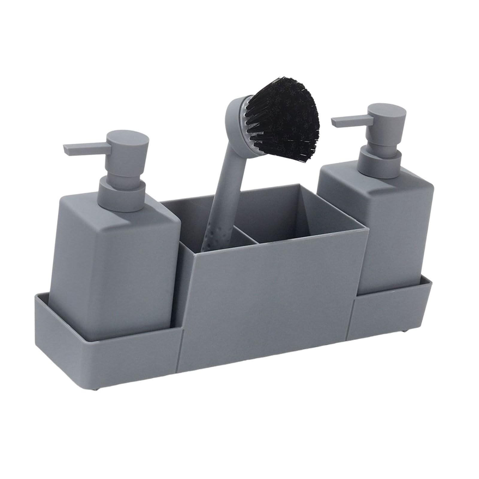 MICFENY Kitchen Soap Dispenser and Sponge Holder with Storage Tray for Sink Organization Hand Soap Organiser with Brush