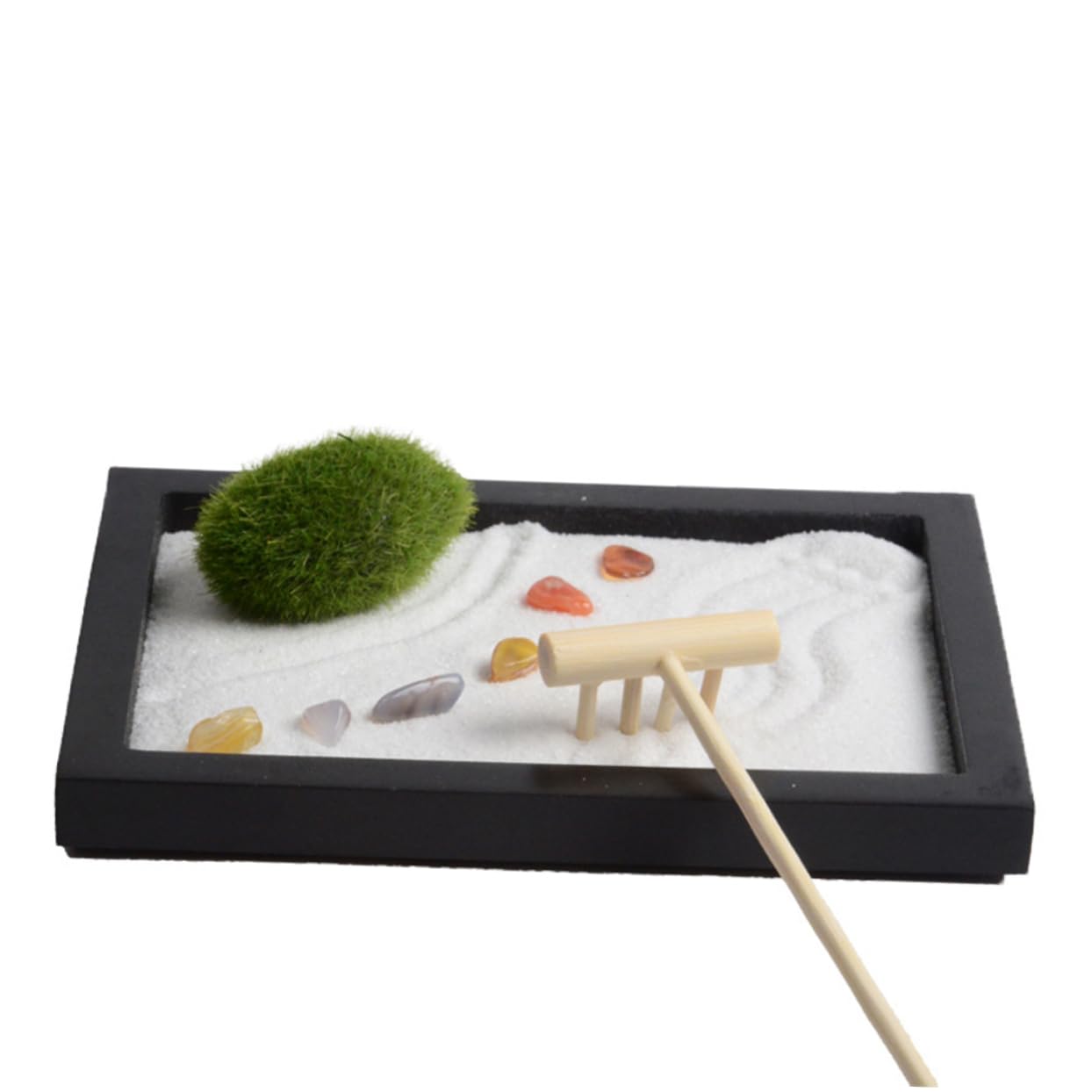 VICASKY Desktop Zen Garden Table Miniature Landscape Meditation Table Decoration Zen Garden Rake
