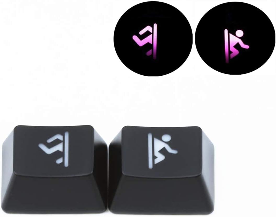 2 Pcs 1.25u R1 Backlit Novelty Keycaps Set Portal Laser Carving Ctrl Win Alt FN Key Cap OEM Profile for Cherry MX Switchs Gaming Mechanical Keyboards (2pcs 1.25)