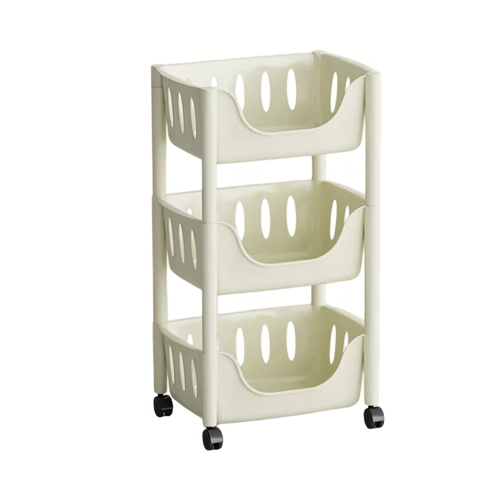 Carrello da cucina Ripiano mobile for carrello multilivello in plastica for l'organizzazione domestica(Bianco,Piccolo)