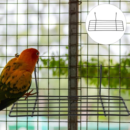 Image of Balacoo 2 Pcs Iron Bird Perch Stand for Parrots: Black Metal Grid Birdcage Rack, Bird Perch for Parakeets, Cockatiels, Lovebirds - 9.84 X 5.90 X 5.51 Inch