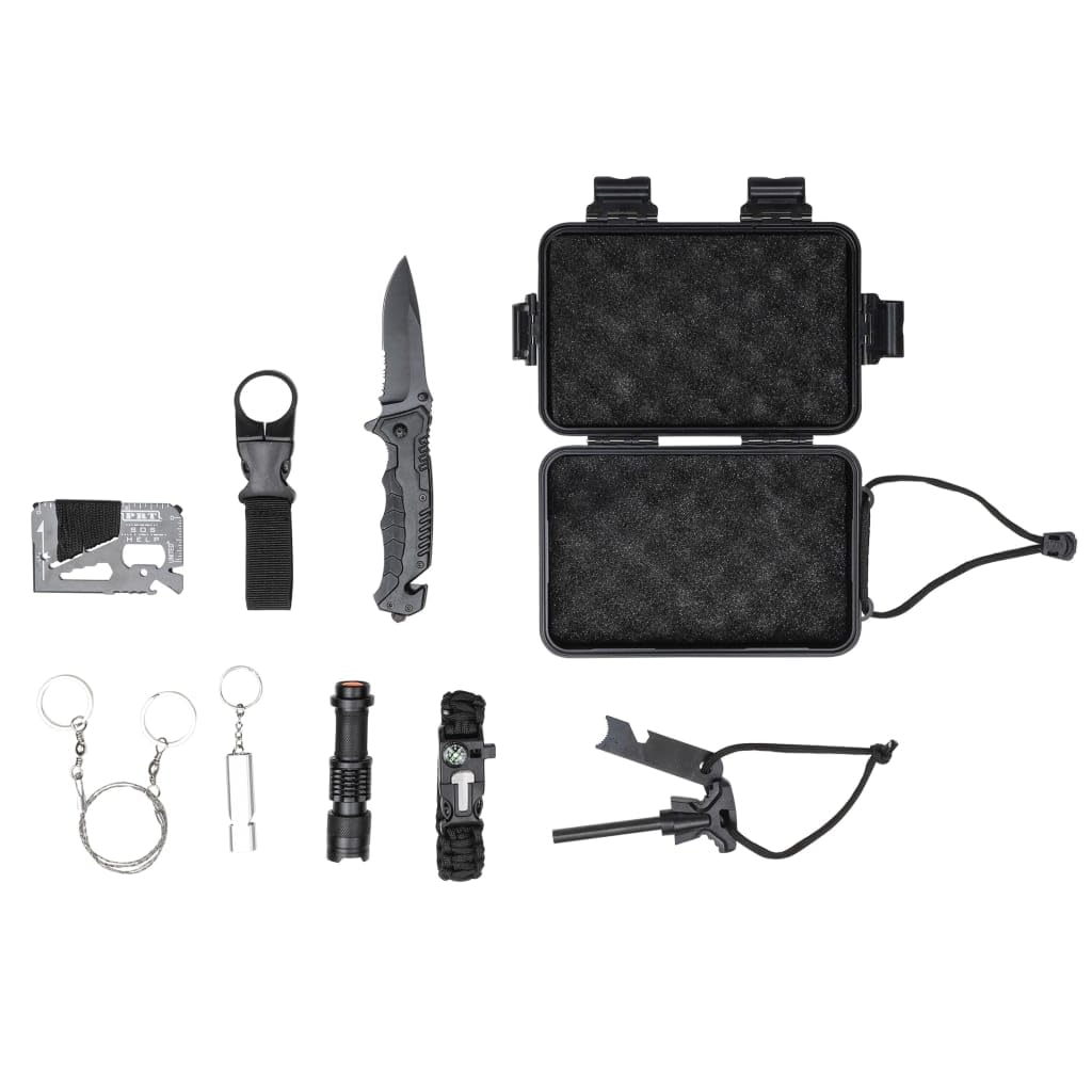 Haushalt International HI Überlebenskit 10-TLG. Schwarz Überlebensset Notfallset Notfallbox Outdoor