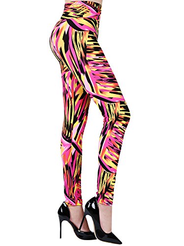 SATINIOR 80s Leggings for Women 80s Rock Soft Printed Leggings Style Neon Pants for Women(Color 1)