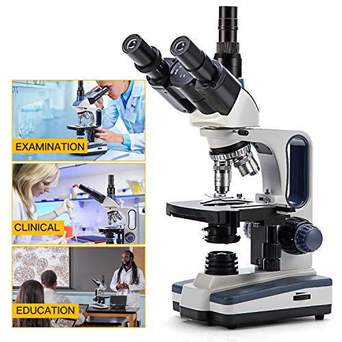 Swift Trinocular Compound Microscope Sw350T,40X-2500X Magnification,Siedentopf Head,Research-Grade,Two-Layer Mechanical Stage,1.3Mp Camera And Software Windows And Mac Compatible #TOP5