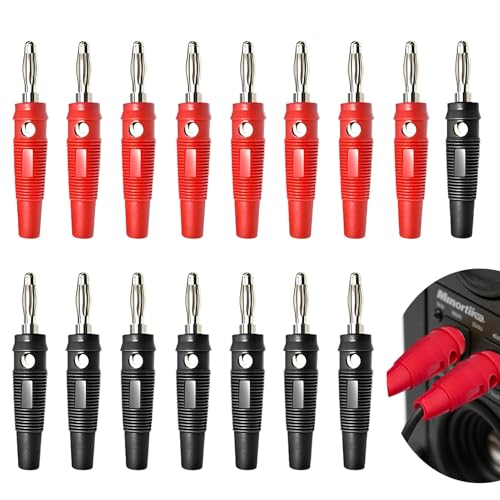 16 St&uuml;ck Bananenstecker 4mm,Bananenstecker Buchse,Bananenstecker Lautsprecher,20a Banana-Steckverbinder,Schwarz Rot Vernickelt Kunststoff Laternenstecker F&uuml;r Kabel,Boxen,Endstufen,Av-Receiver