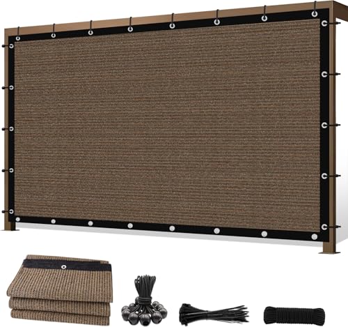 Sunocity 12 X 12 90% Sun Shade Cloth Outdoor Patio Mocha Pergola Shades Cover Privacy Screen UV Block Porch Screens Canopy for Patio Outside Outdoor