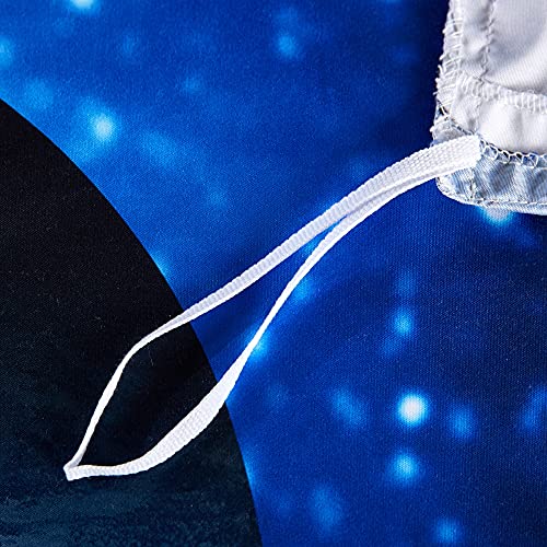 Fan Queen Size Duvet Cover Set Blue Cartoon Star Universe Planets Beddding Set 3D Mysterious Boundless Galaxy Sky Starry Night Quilt Covers For Kids Teen Boys And Girls (No Comforter ) #TOP5