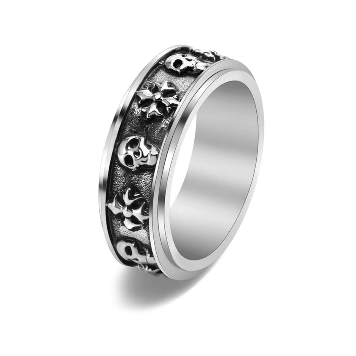 VELESAY Hombre Acero Inoxidable Anillo Gótico Punk Calavera Anillo Retro Biker Cráneo Anillo Skull Mujer Anillos Joyería