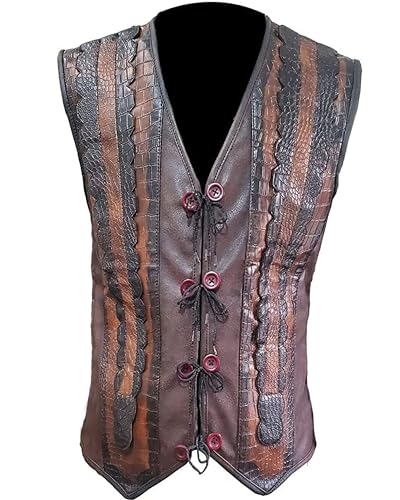 Mens Crocodile Brown Leather Vest | Crocodile Leather Vest