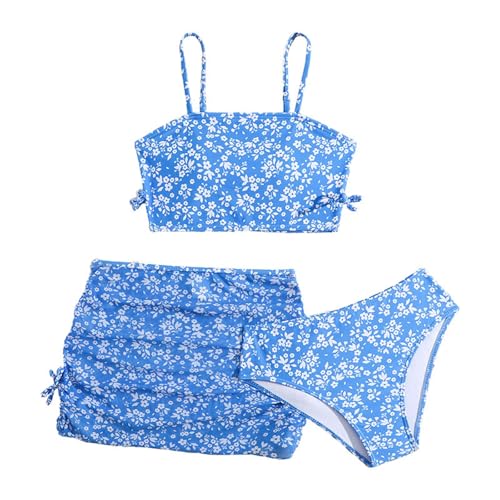 Maillot de bain fille 3 pièces bikini à fleurs avec chapeau