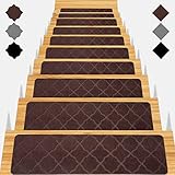 Stair Treads for Wooden Steps 15pcs - 8x30in Carpet Stairs Runner Indoor Non-Slip Stair Mats for Kids Elders and Pets