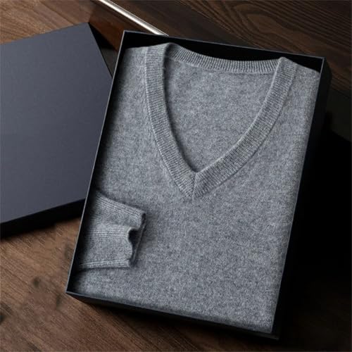 Mens 100 Percent Cashmere V Neck Pullover Long Sleeve Business Casual Knitted Sweater Warm Tops2
