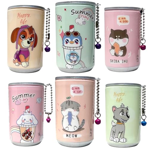Mini Travel Wet Wipes – 6 Pack Canisters, 180 Count, Skin Cleaning Wipes with Cute Keychain, Skin‑Friendly, Alcohol‑Free, Kawaii Design - School Supplies.