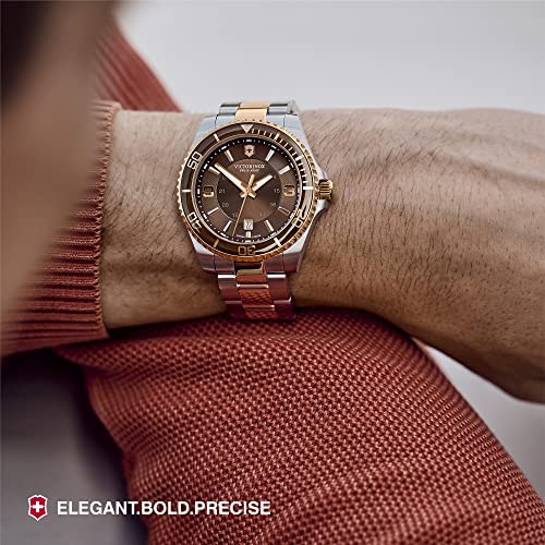 Victorinox Swiss Made Maverick, 43Mm, Brown Dial, Stainless Steel Bicolour Men's Analog Watch (241951) - Image 6