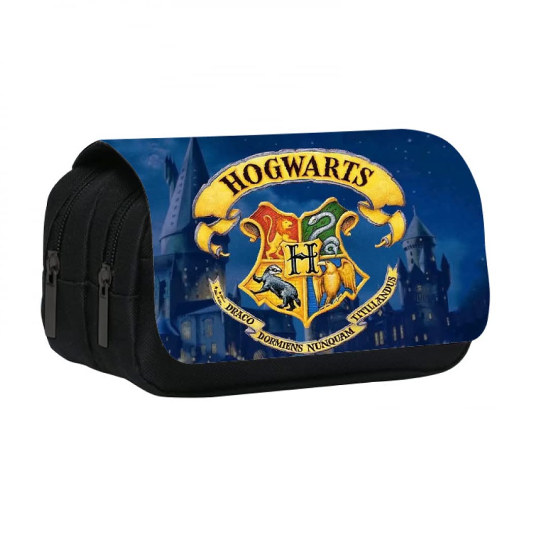 Goodern Compatible for Anime Harry Potter Pencil Case Holder Pouch Holder Box Organizer Stationery Harry Cute Kawaii Zipper Pencil Pouch Pencil Bag Makeup Bag Canvas Pencil Box School Supplies(B)