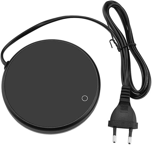 Fdit Calentador eléctrico de taza de bebidas con apagado automático para escritorio, té, café, leche, taza, calentador, bandeja de 220-240 V, uso