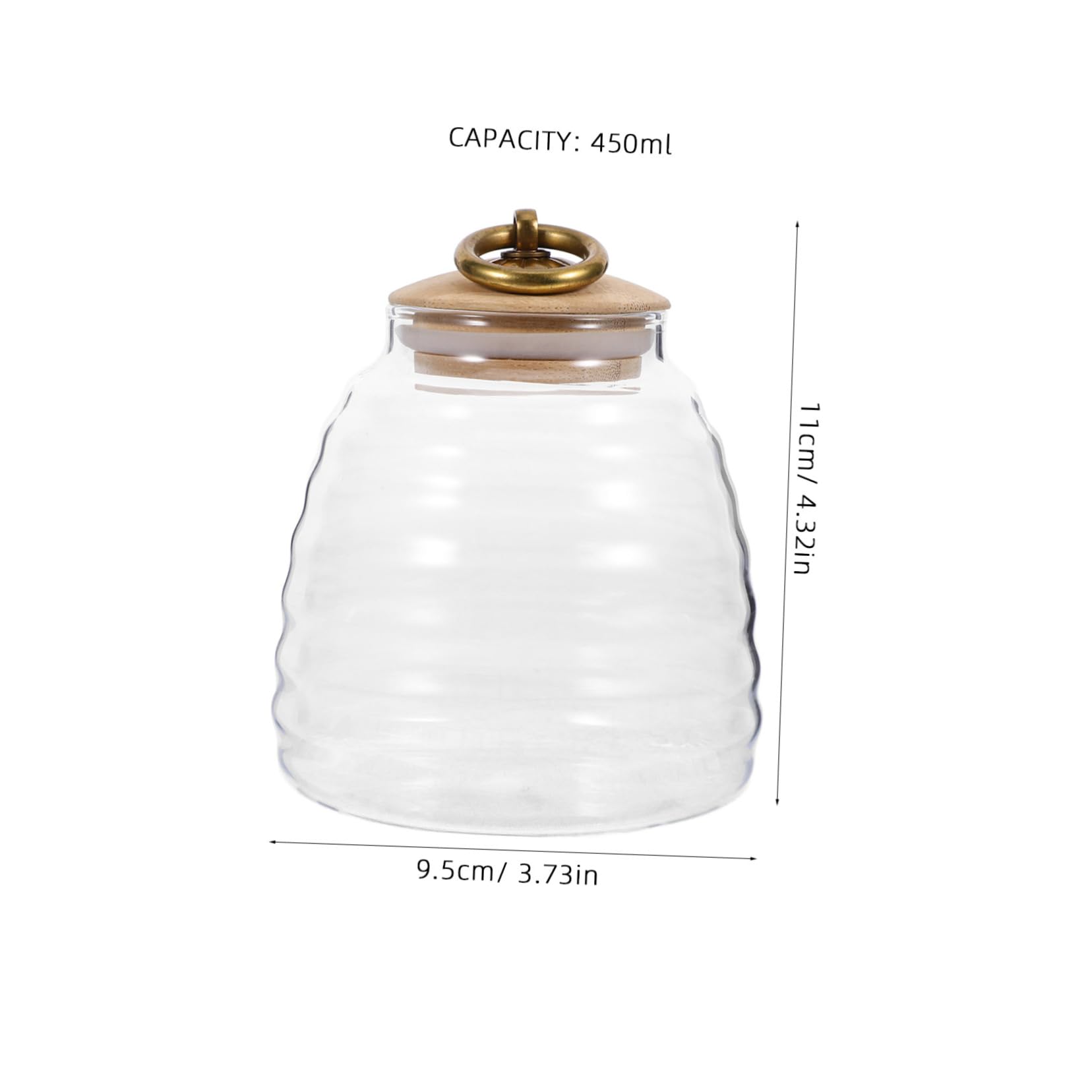 Homoyoyo Clear Glass Honey Jar with Lid - Elegant Kitchen Canister for Honey Storage - Honey Dispenser Holder for Home or Kitchen Countertop Decor 12 Oz Capacity