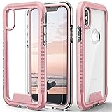 Zizo ION Series Compatible with iPhone X Case Military Grade Drop Tested with Tempered Glass Screen Protector iPhone Xs Case Rose Gold Clear