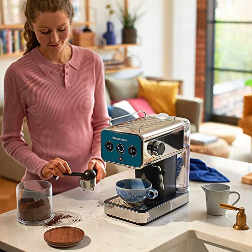Russell Hobbs - Cafetera Espresso Distinctions Ocean Blue, Presión 15 Bares, Café Molido o Cápsulas ESE, Calentador de… - Imagen 4