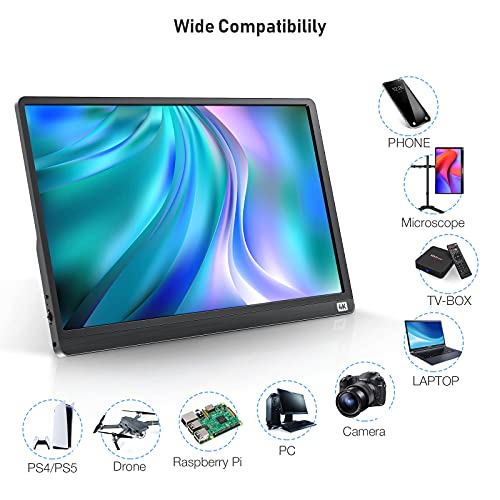 Image of 4K Portable Monitor, 3840x2160 15.6'' FHD 4K Laptop Monitor IPS Display with USB Type C & Mini HDMI Port Built-in Speakers & Cover Travel Monitors Compatible with PC, MacBook