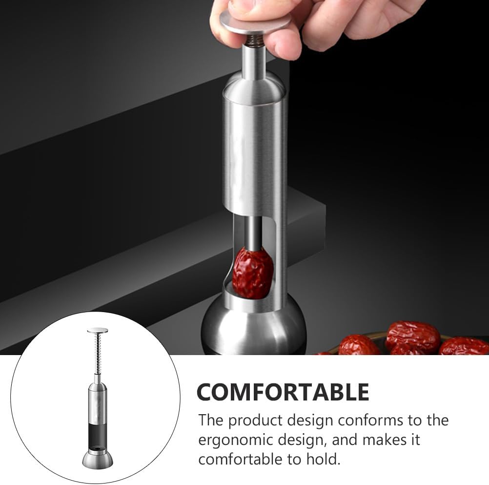 Hemoton Date Core Remover Fruit Corer Kitchen Gadget with Ergonomic Handle Stainless Steel Blade 8.26 Inch for Red Date Cherry Jujube Grape