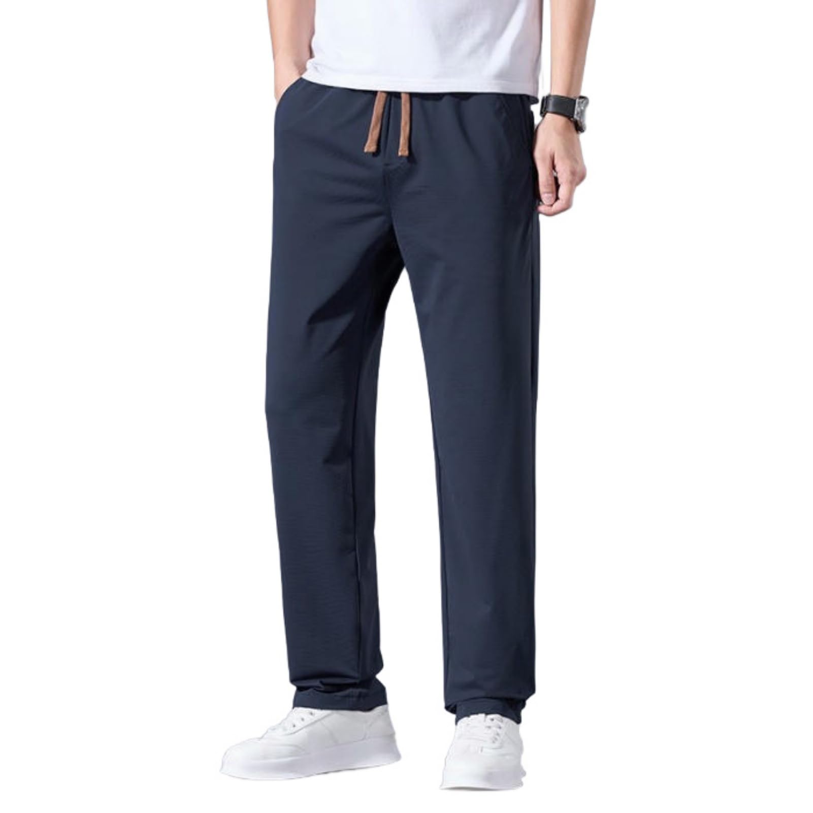 Uomo Primavera Estate Seta Ghiaccio Dritto Alla Moda Confortevole Pantaloni Casual