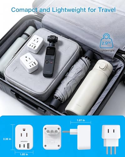 Image of HANYCONY Italy Travel Adapter, Grounded Type L Plug Adapter with 2 AC Outlets 3 USB Ports (2 USB C), US to Italy Power Adapter for Rome, Chile, Uruguay, Ethiopia - Cruise Ship Approved