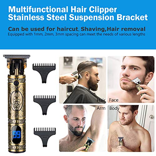 Electric Hair Clippers for Men Professional Outliner,2021 New Cordless Zero Gapped Trimmer Barber Accessories Grooming Waterproof Rechargeable Close Cutting T-Blade 0mm Bald Detail Beard Shaver