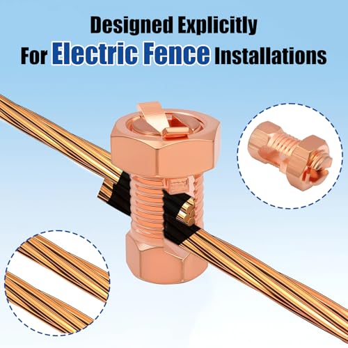 electric fence split bolt connectors - high strength brass ground clamp for ground wire amp electric fence installation 20 pack
