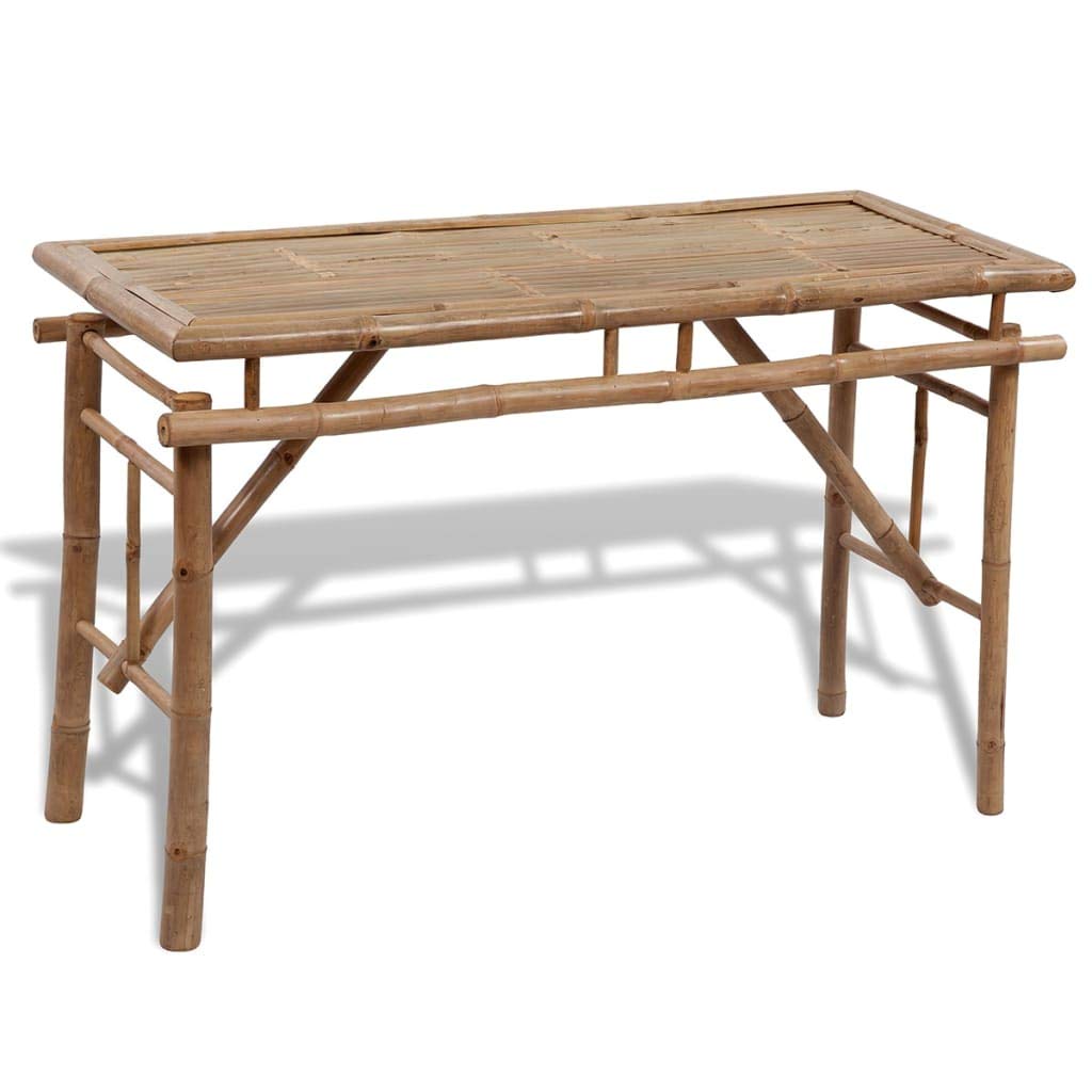 Set Tavolo Birreria e 2 Panchine Pieghevoli in Bambù 100 cm | Struttura pieghevole salvaspazio per terrazzo e balcone, include un tavolo e due sedute in bambù facile da pulire.