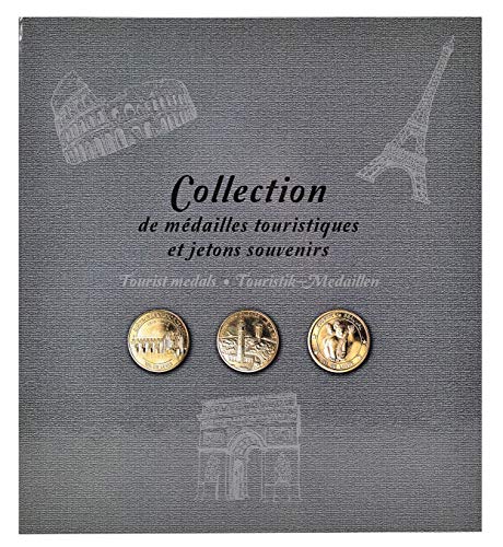 Exacompta - Réf. 96113E - 1 album de collection pour 50 médailles touristiques ou jetons souvenirs (diamètre 34mm) - Couverture rigide pelliculage brillant - Format 25,5x28 cm - coloris gris