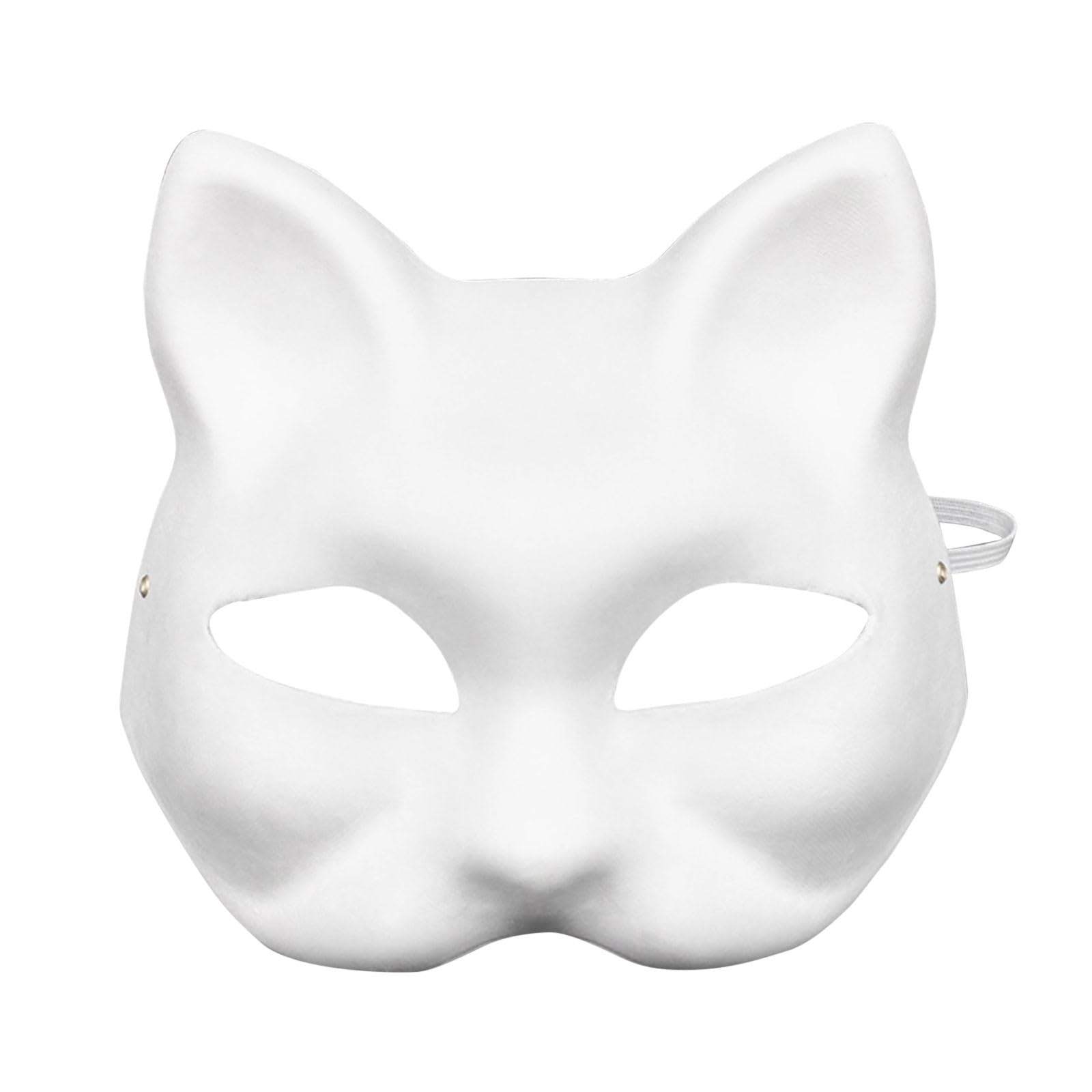 AOLHXY White Cat Mask Therian Mask,Animal Dress Up with Elastic Band DIY Mask Fox Mask Cosplay Halloween Masquerade A01