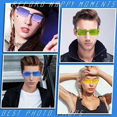 EBOOT 48 Pack Rimless Rectangle Sunglasses Bulk Wedding Party Tinted Square Glasses Shade Vintage Eyewear4