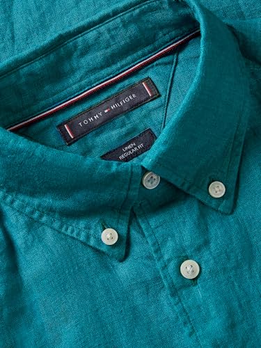 Image of Tommy Hilfiger Men's Long Sleeve Casual Linen Button Down Shirts in Regular Fit